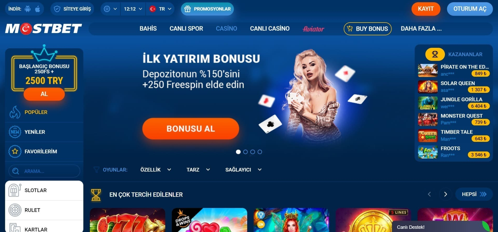 Online slot games collection at Mostbet Casino Pakistan